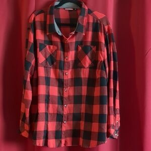 Red and Black Plaid Women's Shirt